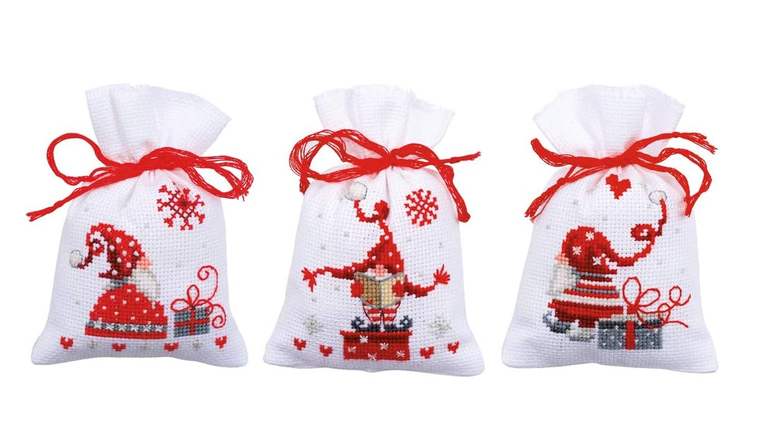 Vervaco Bag Kit-Set of 3 Pieces, Cotton, Multi-Colour, 8 x 12 x 0.3 cm