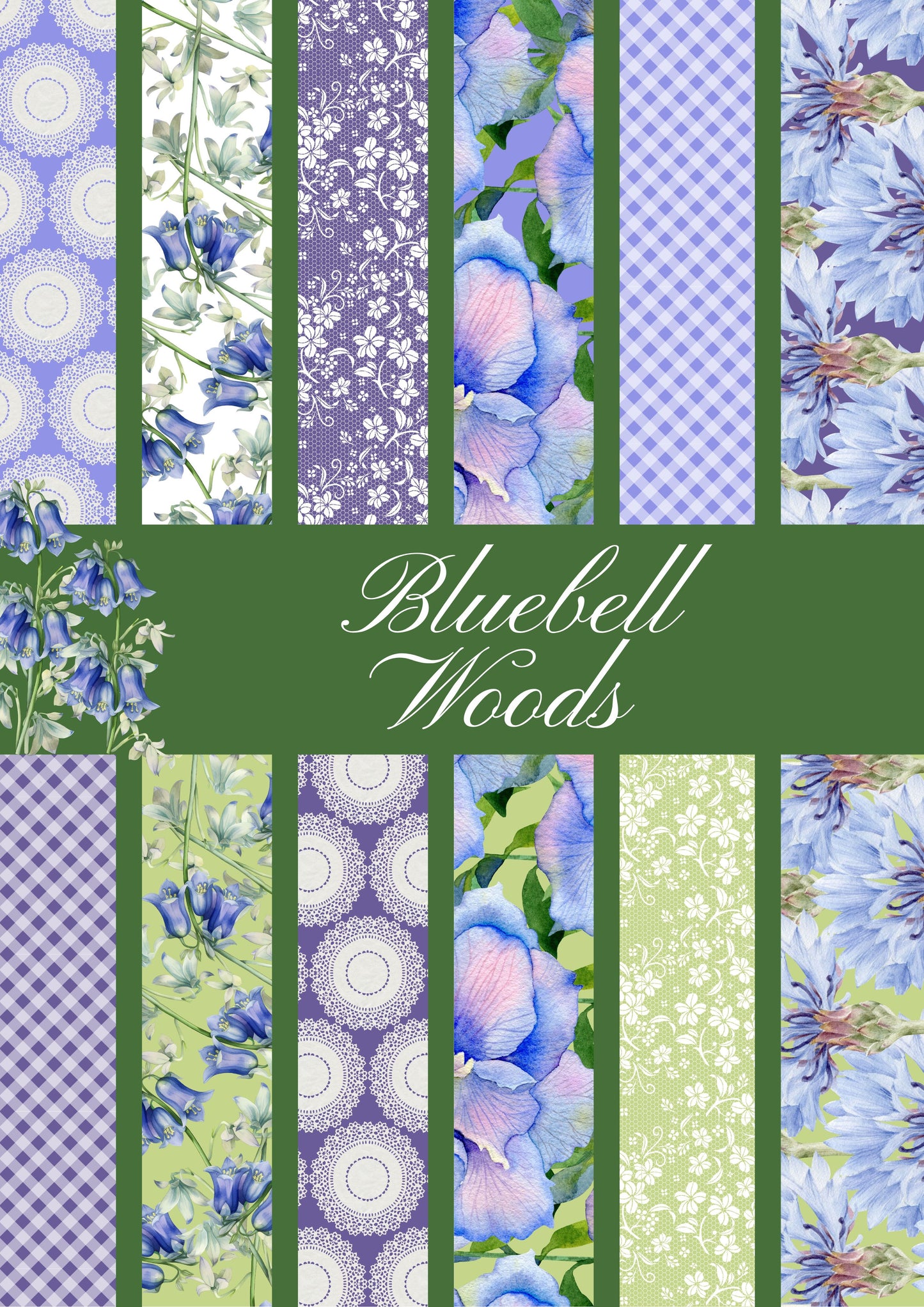 Digital Kit A4 Papers Bluebell Woods - 12 Designs
