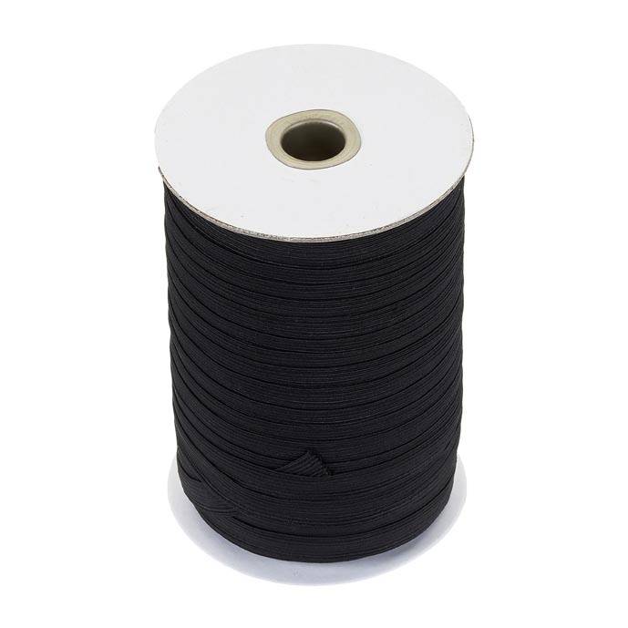 16 Cord Flat Elastic 100m Black