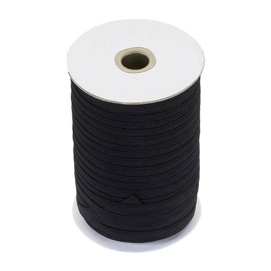 16 Cord Flat Elastic 100m Black