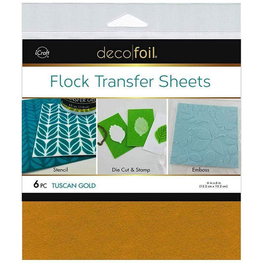 Deco Foil Flock Transfer Sheets 6 x 6 - TUSCAN GOLD (6 sheet