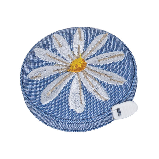 Hobby Gift Tape Measure Embroidered Denim Daisies