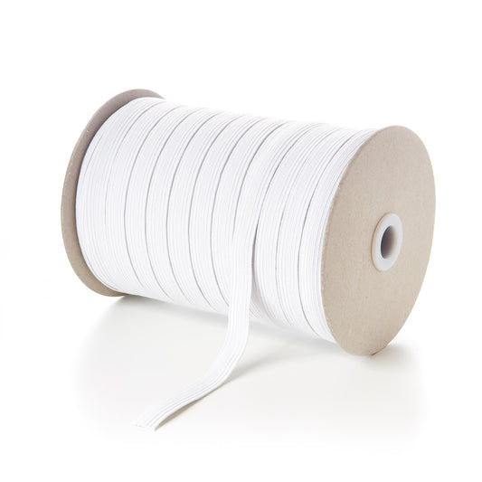 12 Cord Flat Elastic 150m White