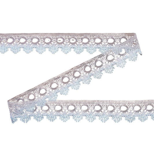 Eyelet Knitting in Lace 18mm White/Blue - 43m Card