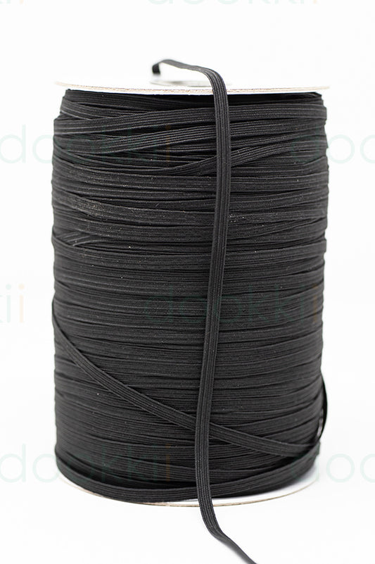 6 Cord Flat Elastic 300m Black