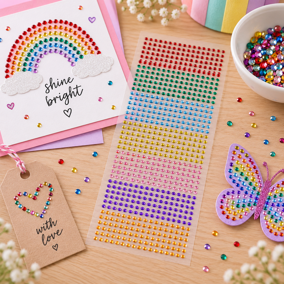 Simply Creative Simply Creative 3mm Gems - 1080 Pack Rainbow