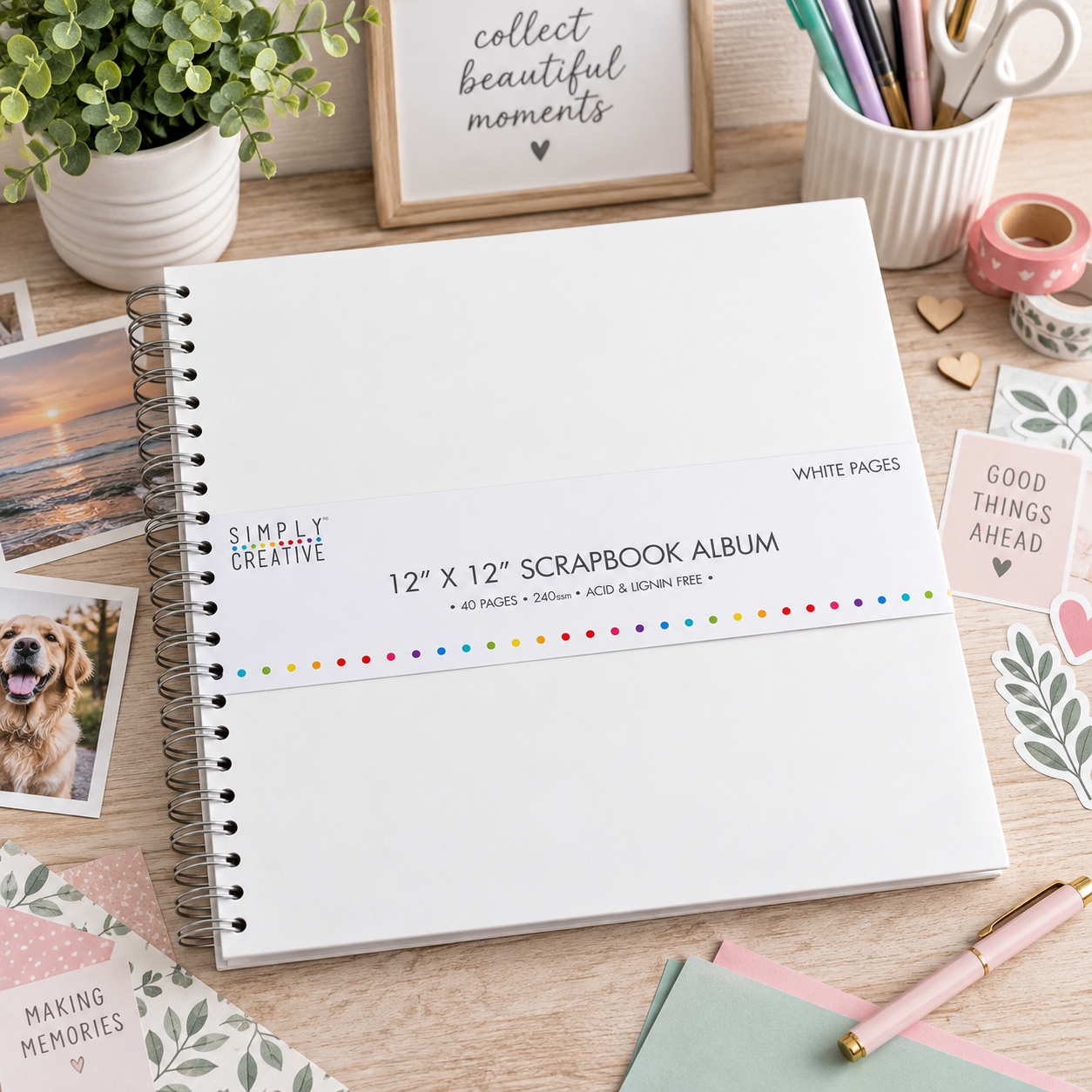 Simply Creative 12 x 12 Inch Scrapbook Album – Plain White
