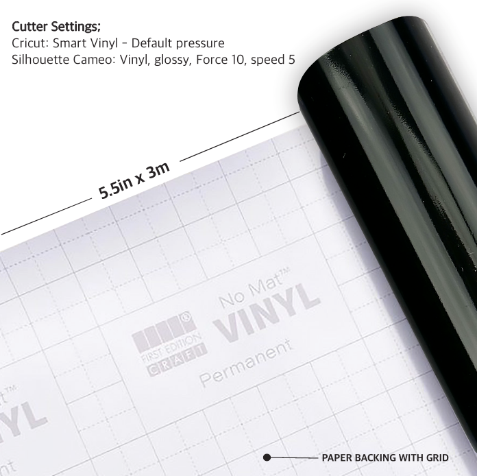 First Edition Mat-less Vinyl Permanent Gloss - Black 5.5in x 120in