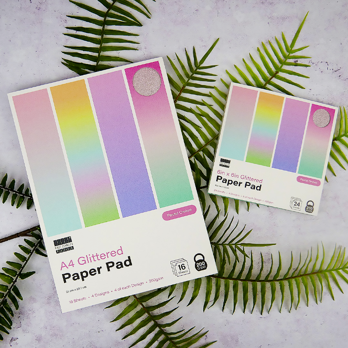 First Edition 6in x 6in Glittered Paper Pad | Pastel Ombre