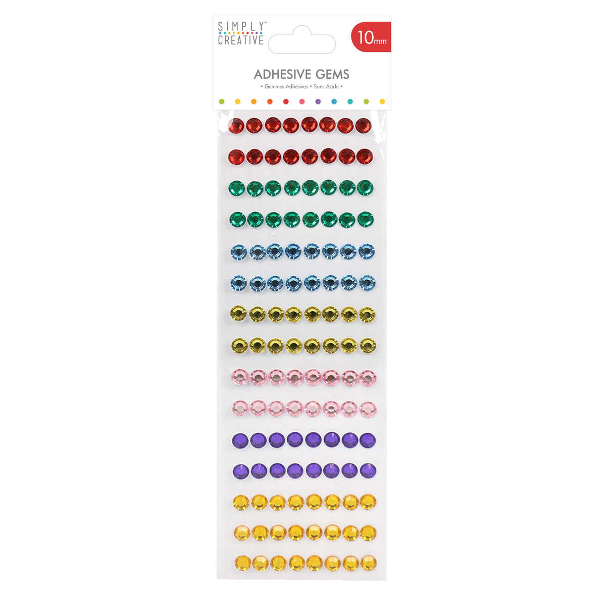 Simply Creative 10mm Gems - Rainbow - 120 Pieces