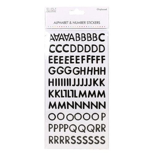 Simply Creative Alphabet & Number Stickers - Skinny Chipboard Black
