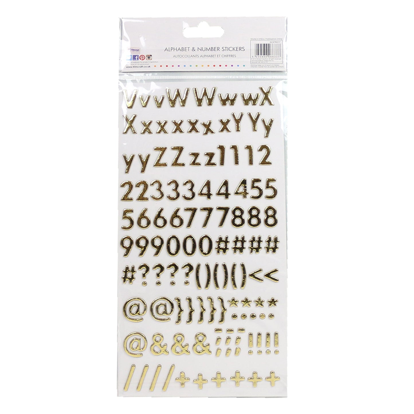Simply Creative Alphabet & Number Stickers - Classic Foil Gold