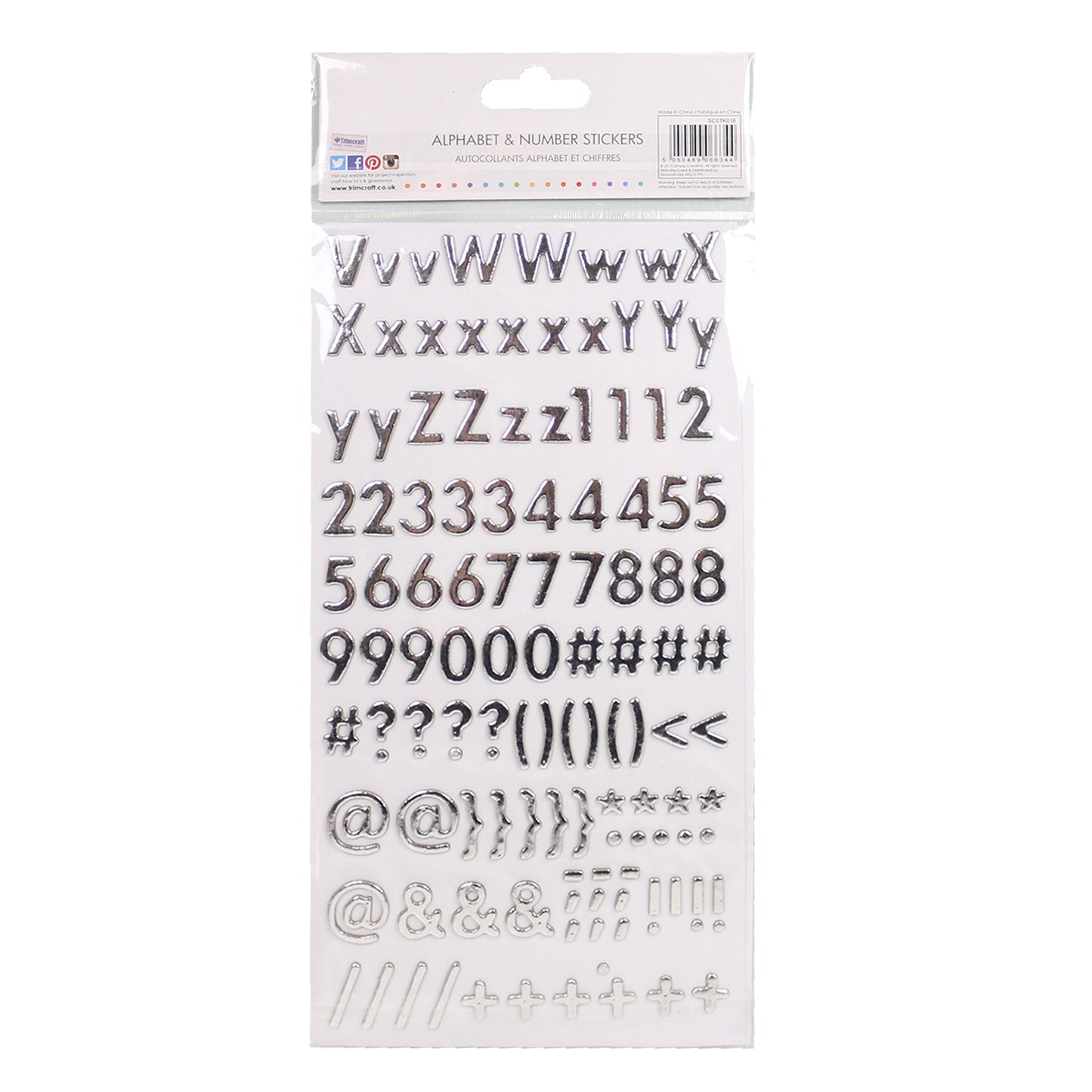 Simply Creative Alphabet & Number Stickers - Classic Foil Silver