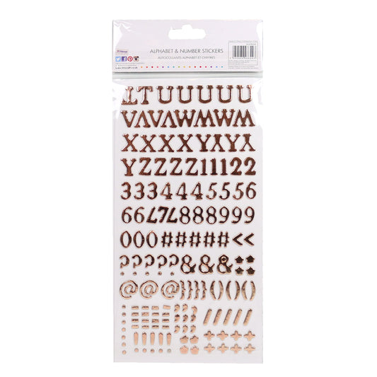 Simply Creative Alphabet & Number Stickers - Traditional Foil Copper