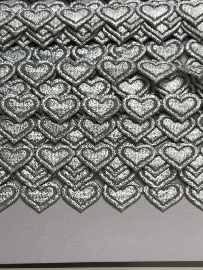 Satin Heart Chain Ribbon - Silver (25m card)